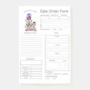 Custom Bakery Cake Order Form Post-it Notes