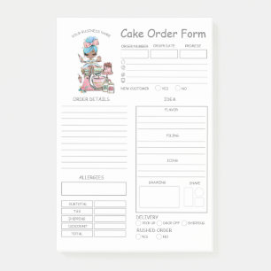 Custom  Bakery Cake Order Form Post-it Notes