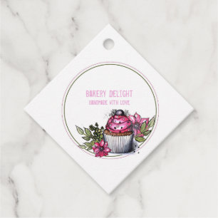 Custom bakery cakes simple qr code Favour Tags