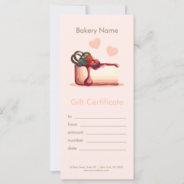 Custom Bakery Gift Certificate  (Front)