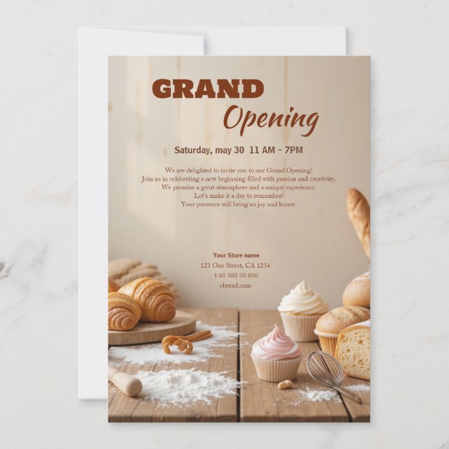 Custom Bakery Grand Opening Invitation  (Front)