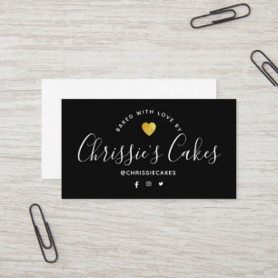 custom bakery lettering black business card