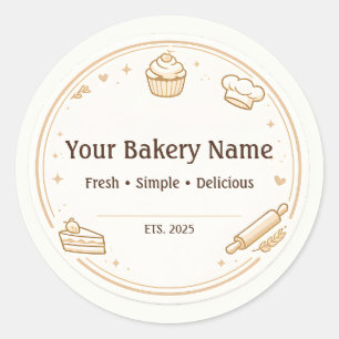 Custom Bakery Logo Sticker - Baking Icon Design