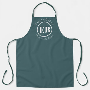 Custom Bakery Monogram Dark Teal Apron