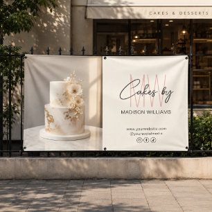 Custom Bakery Monogram Logo Photo Business Banner