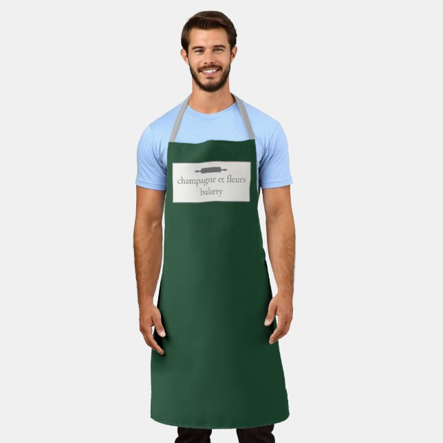 Custom Bakery Name Deep Forest Green Chef or Staff Apron (Worn)