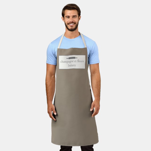 Custom Bakery Name Taupe Chef or Staff Apron (Worn)