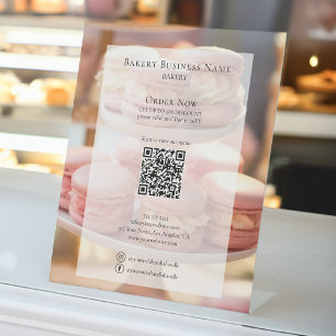 Custom Bakery Photo Social Media QR Menu Pedestal Sign
