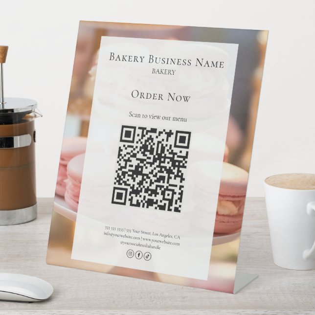 Custom Bakery Scan Menu QR Pedestal Sign (In SItu)