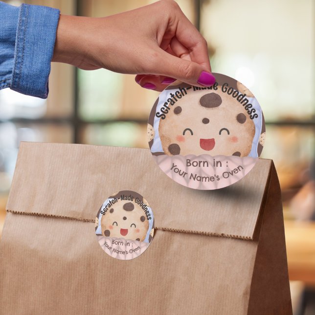 Custom Bakery Sticker | Scratch-Made Goodness Cute (Scratch-Made Goodness Cute Cookie Design preview digital preview of sticker placement)