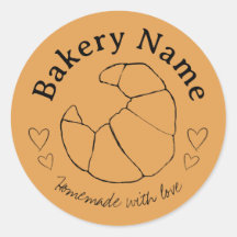 Custom Bakery Stickers | Croissant & Hearts 