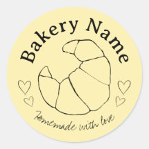 Custom Bakery Stickers | Croissant & Hearts 