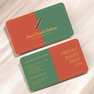Custom Bakery Terracotta, Green, Mustard Yellow Business Card