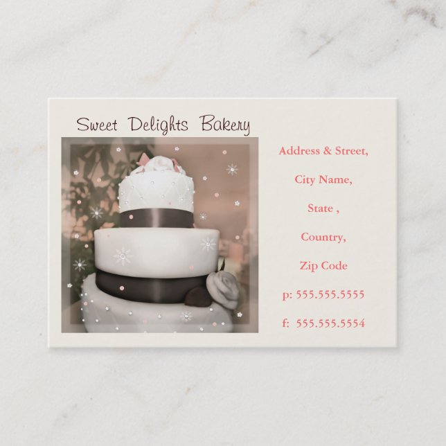Custom Bakery / Wedding Cakes  Business Card (Front)