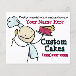 Custom Baking. Cake Decorating. Advertising flyer