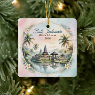 Custom Bali Indonesia Honeymoon Keepsake Ceramic Ornament