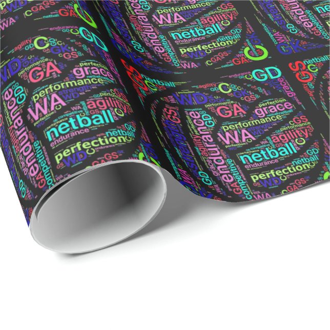 Custom Ball Design Netball Themed Wrapping Paper (Roll Corner)