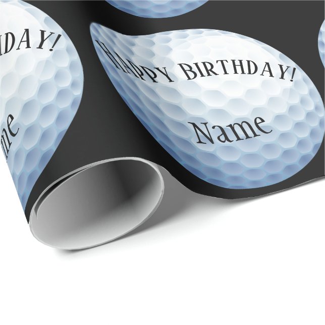 Custom Baller Golf Name Happy Birthday Wrapping Paper (Roll Corner)