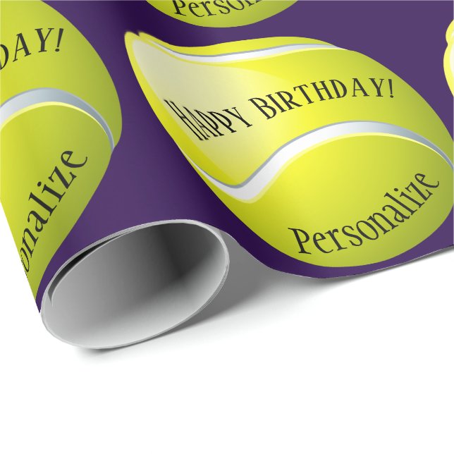 Custom Baller Tennis Ball Name Happy Birthday Wrapping Paper (Roll Corner)