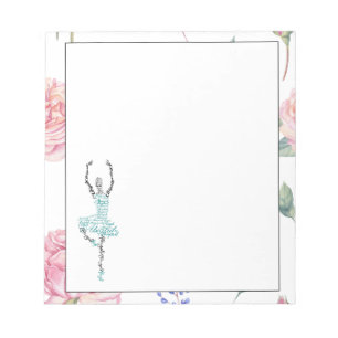 Custom Ballerina Abigail   Rose Watercolor Border Notepad