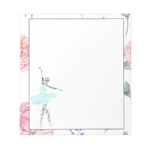 Custom Ballerina Jadeyn Rose Watercolor Border Notepad