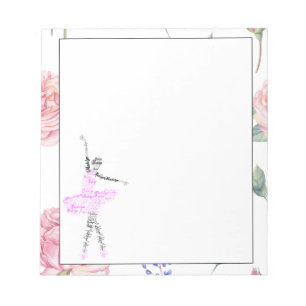 Custom Ballerina Madelyn   Rose Watercolor Border Notepad
