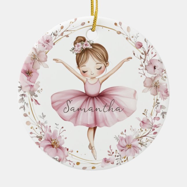Custom Ballet Dancer Ceramic Tree Decoration (Front)
