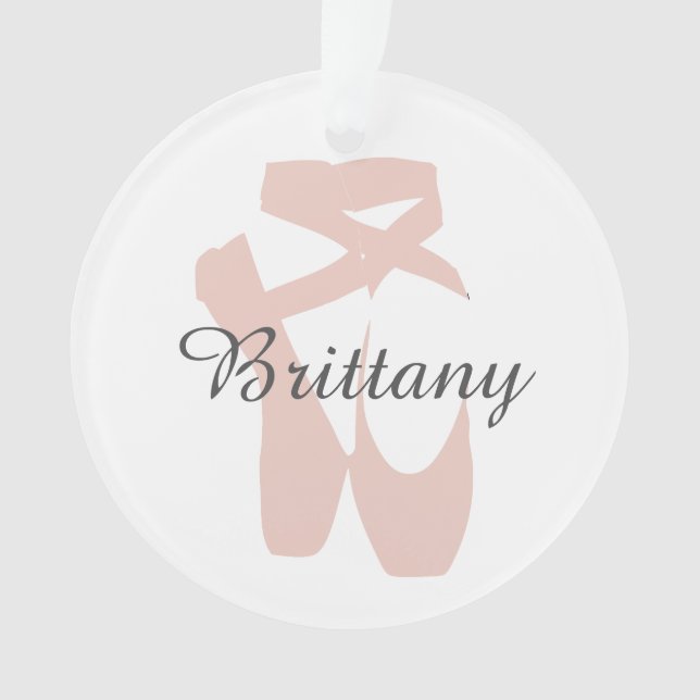 Custom Ballet Slipper Ballerina Dance Centre Name Ornament (Front)
