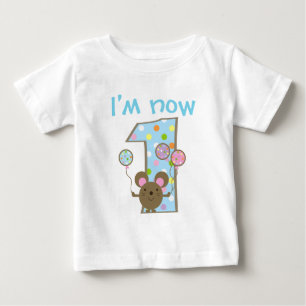 Custom Balloon Mouse Blue 1st Birthday T-Shirt