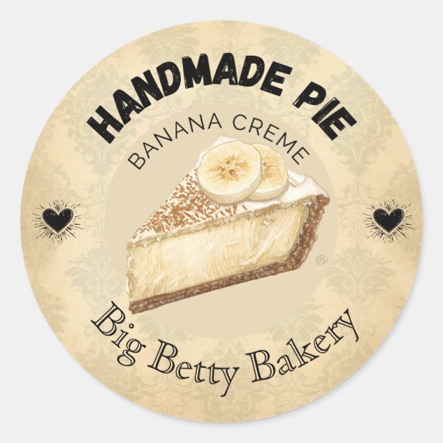 Custom Banana Cream Pie Labels | Personalised Bake (Front)