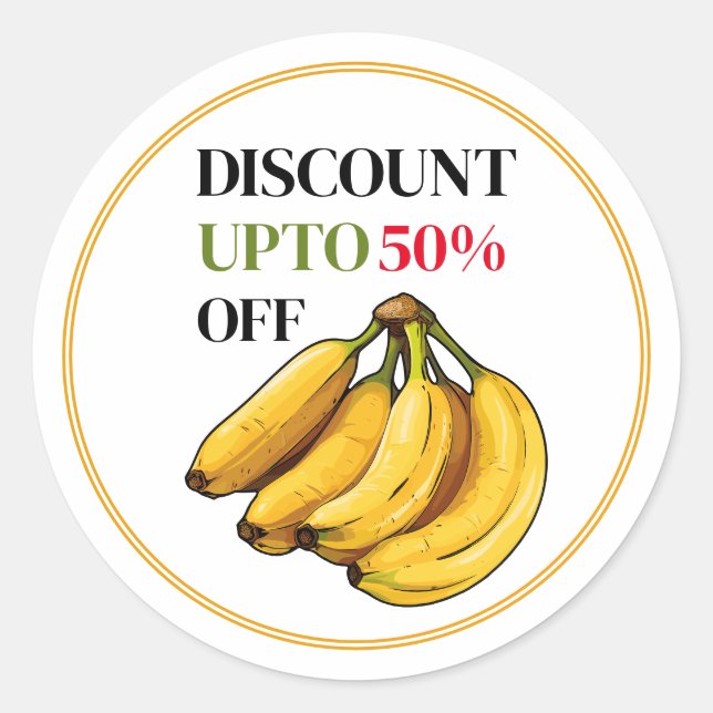 Custom Banana Fruit Discount Sticker (Front)