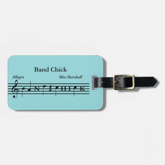 Custom Band Chick Music Instrument/Luggage Tag (Front Horizontal)