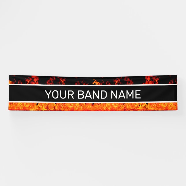 Custom Band Merch Flames Rock & Roll Show Gig Banner (Horizontal)