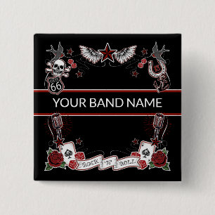 Custom Band Merch Pin Rockabilly Rock Roll Button