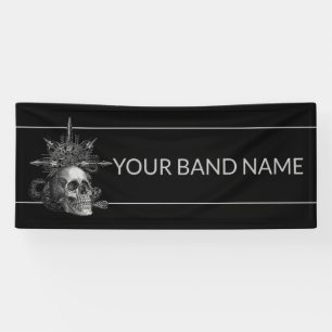 Custom Band Merch Rock Show Skull Metal Music Gig Banner