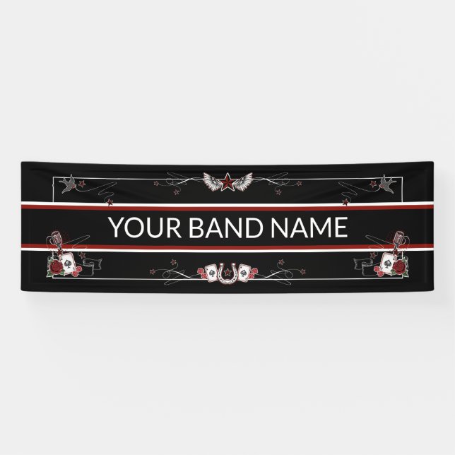 Custom Band Merch Rockabilly Music Tattoo Banner  (Horizontal)