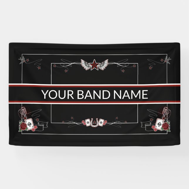 Custom Band Merch Rockabilly Music Tattoo Banner  (Horizontal)