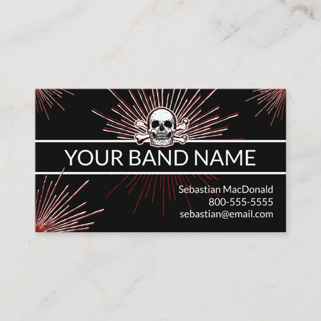 Custom Band Name Rock & Roll Guitar Musician Music Business Card (Front)
