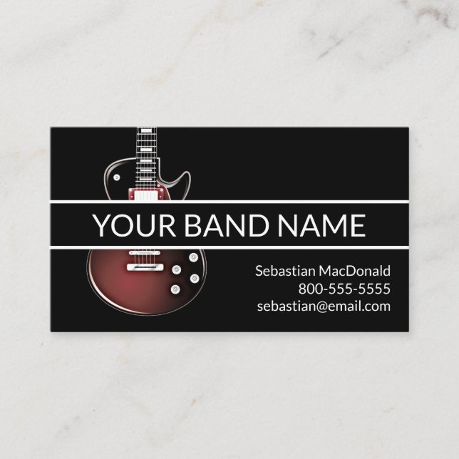 Custom Band Name Rock & Roll Guitar Musician Music Business Card (Front)