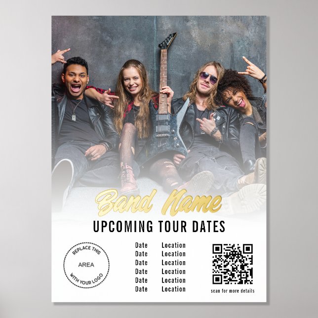 Custom Band Name Tour Dates QR Code Logo  Foil Prints (Front)