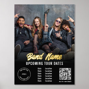 Custom Band Tour Dates QR Code Logo Name Real Foil Prints