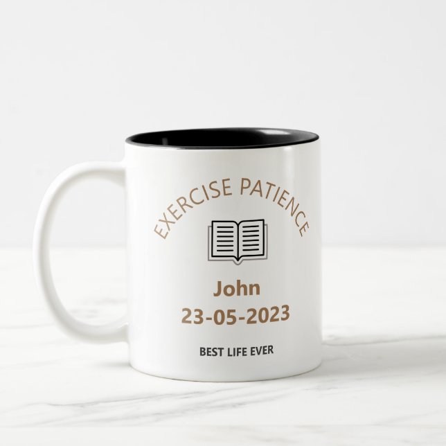 Custom baptism 2023 Exercise Patience JW brothers  Two-Tone Coffee Mug (Left)