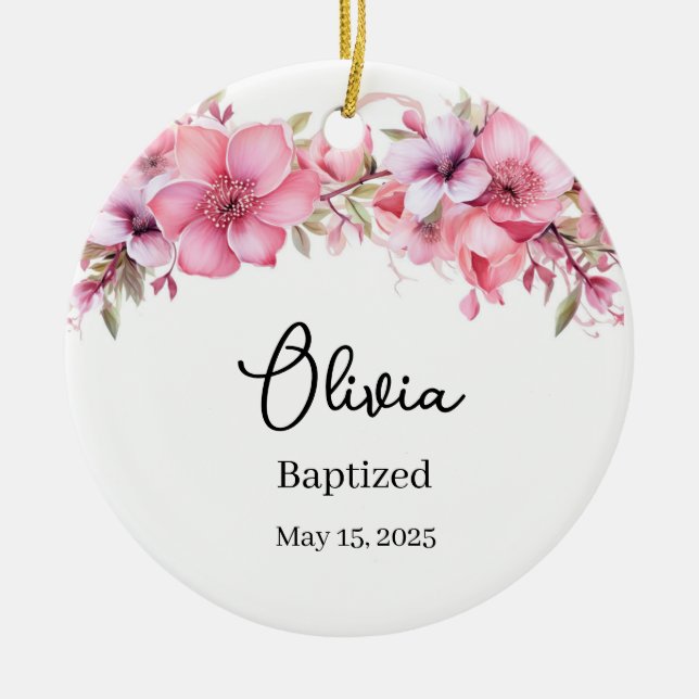 Custom Baptism Ceramic Tree Decoration (Front)