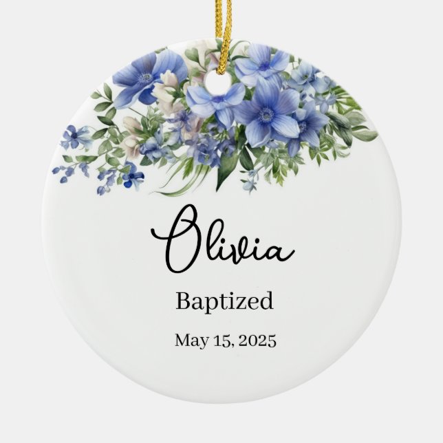 Custom Baptism Ceramic Tree Decoration (Front)