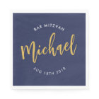 CUSTOM Bar Mitzvah lunch navy gold calligraphy