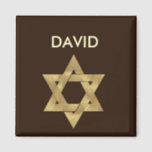 Custom Bar Mitzvah Magnet<br><div class="desc">Gold Star or David with deep brown background.  Easily change name or text on this design.


 See more Bar and Bat Mitzvah invitations and postage in my gallery.</div>