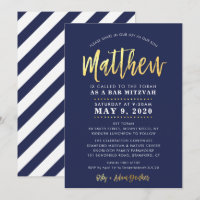 CUSTOM Bar Mitzvah modern navy + gold name MATTHEW