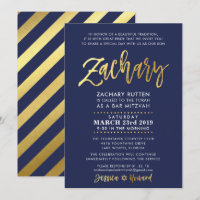 CUSTOM Bar Mitzvah modern navy + gold ZACHARY