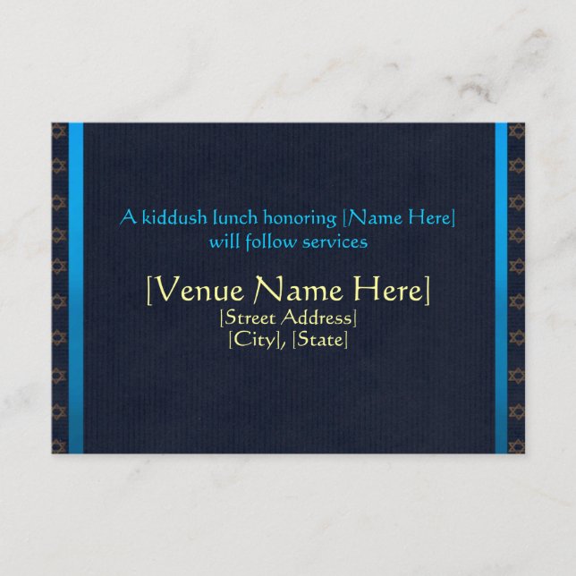 Custom Bar Mitzvah Reception Cards (Front)