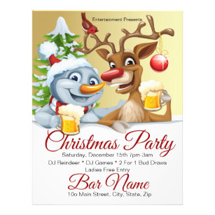 Custom Bar Party Santa and Reindeer  Flyer
